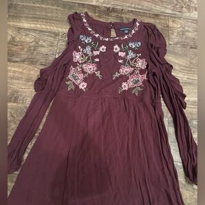 American Eagle Outfitters Red Cold Shoulder Sundress